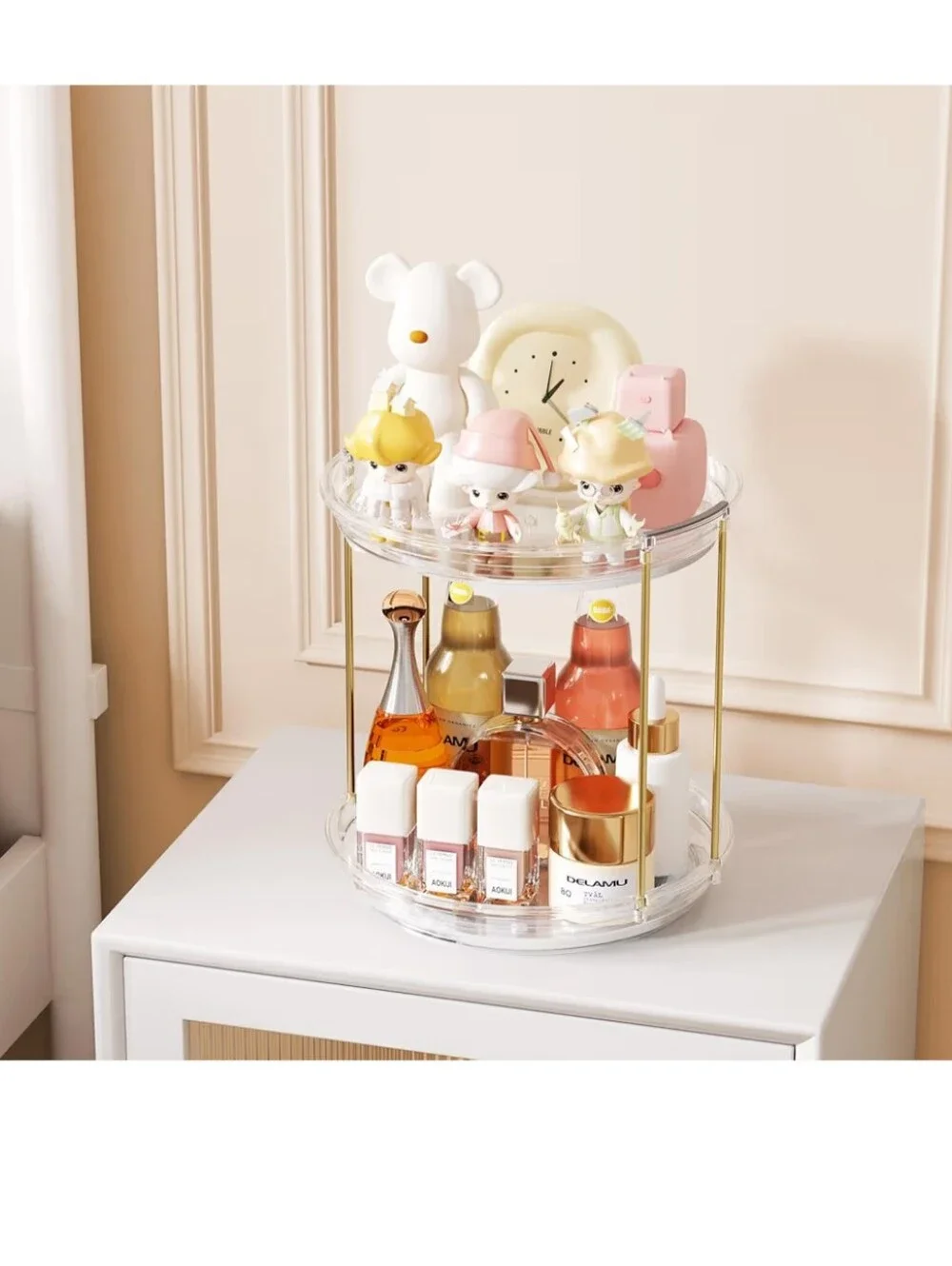 Gold & White Women’s Skincare Set Organizer Display